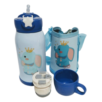 Garrafinha térmica infantil - 500ml escolar, com bolsinha de transporte. Bico silicone. Importado - 1