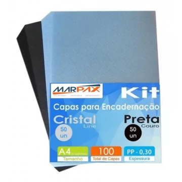 Kit Capa Encadernação-Frente e verso A4 C/ 100 unid pretas e 100 unid trnasparentes Nacional - 2