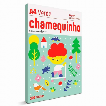 Papel Sulfite A4 75g Verde 100 folhas Chamequinho. Chamex - 1