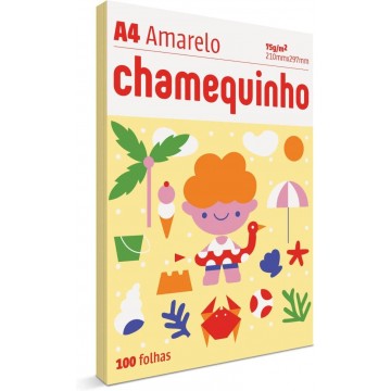 Papel Sulfite A4 Colorido Amarelo 100 Folhas Chamequinho. Chamex - 1