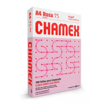 Papel Sulfite Rosa Resma A4 500 Fls Chamex 75g Impressão. Chamex - 1