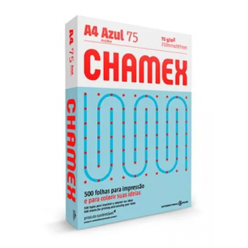 Papel Sulfite Azul Resma A4 500 Fls Chamex 75g Impressão. Chamex - 1