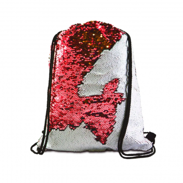 Mochila Saco de Lantejoulas Mágica 35x38cm vermelha e branca p/sublimação. Socd - 1