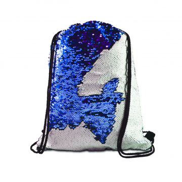Mochila Saco de Lantejoulas Mágica 35x38cm. Azul Escura e Branca p/sublimação. Socd - 2