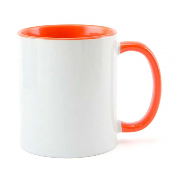 Caneca com alça e Interior laranja para sublimação. Importado - 1