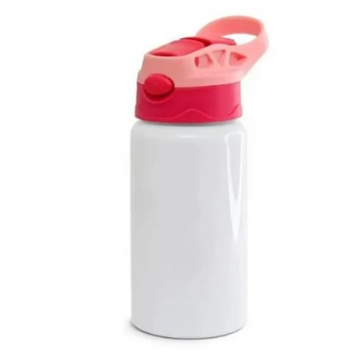 Squeeze Alumínio Branco Infantil para Sublimação 500ml Tampa Rosa. Importado - 1