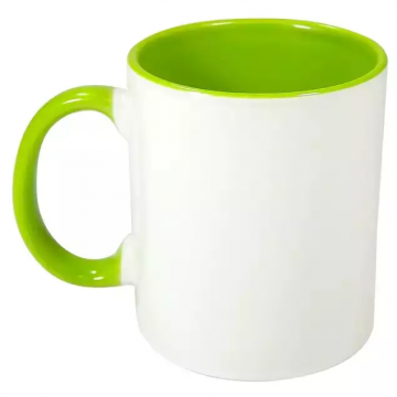 Caneca com alça e Interior verde para sublimação Importado - 1