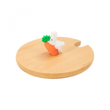 Tampa de Bambu Com Puxador coelho Para Caneca Nacional - 1