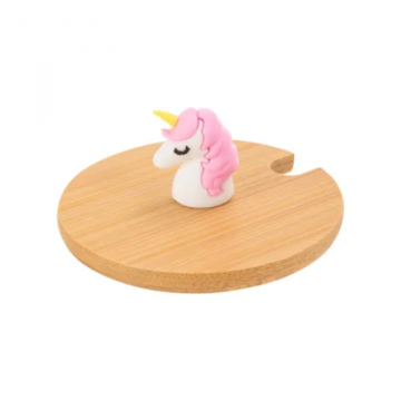 Tampa de Bambu Com Puxador unicórnio Para Caneca Nacional - 2