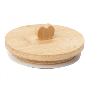 Tampa de Bambu Com Puxador coração Para Caneca Nacional - 1