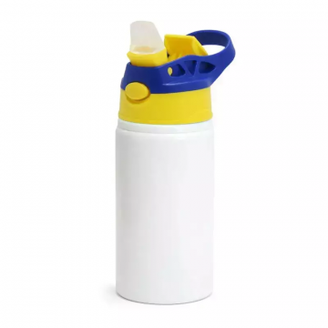 Squeeze Infantil 500ml para Sublimação – Alumínio com Bico Automático e Tampa azul e amarelo. Importado - 1