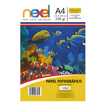 Papel Fotográfico A4 Glossy 230g com 20 folhas Nexel Importado - 1
