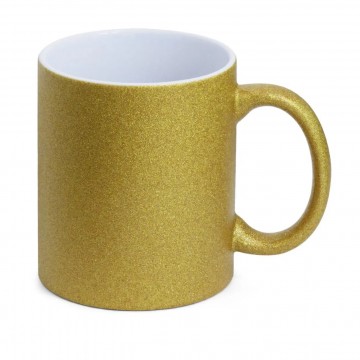 Caneca de Cerâmica Glitter Dourada para Sublimação - 325ml Macrolar Sublimação - 1