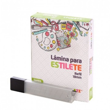 Kit 10 lâminas refis estilete largo 18mm leo e leo no estojo Leonora - 1